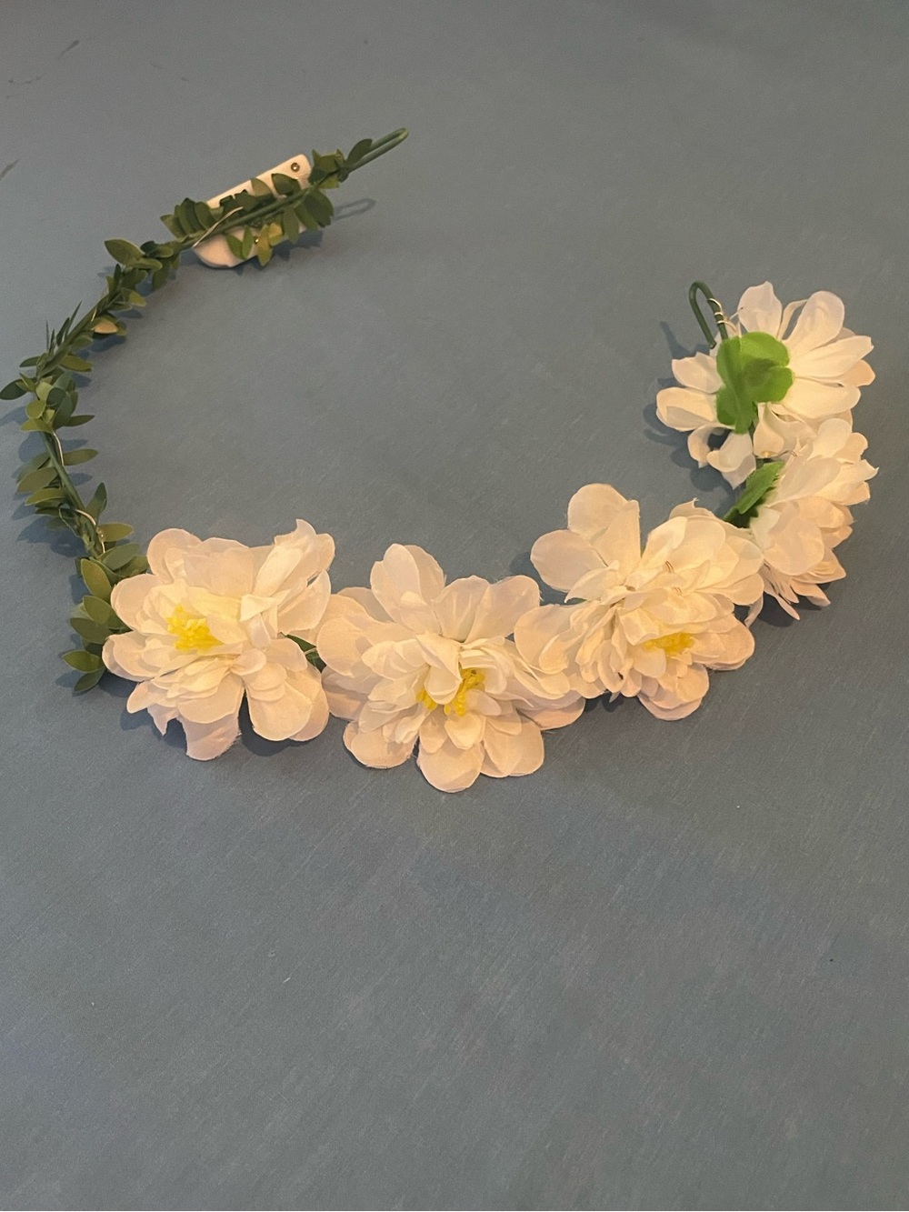 White Floral Headband Hair Wreath with lights - Women Accessories